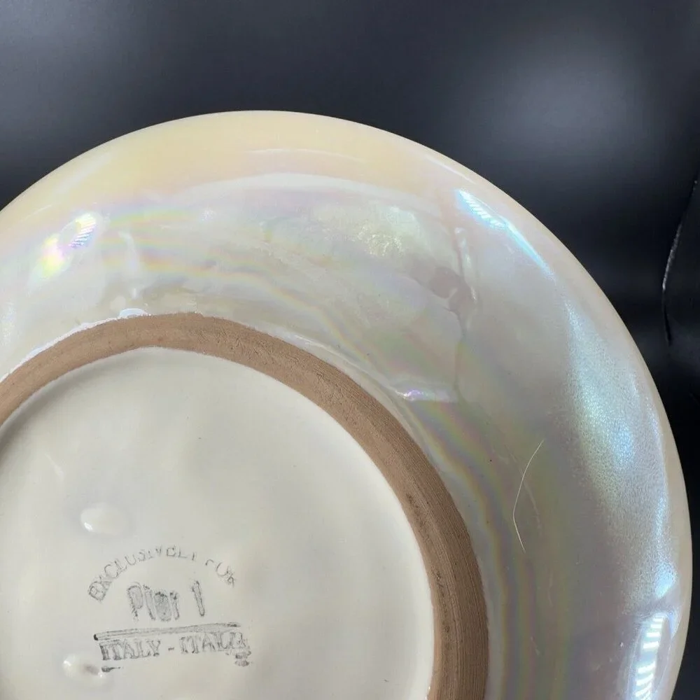 Pier 1 Pottery Planter Bowl Italian Yellow Iridescent Luster Finish Made Italy‎